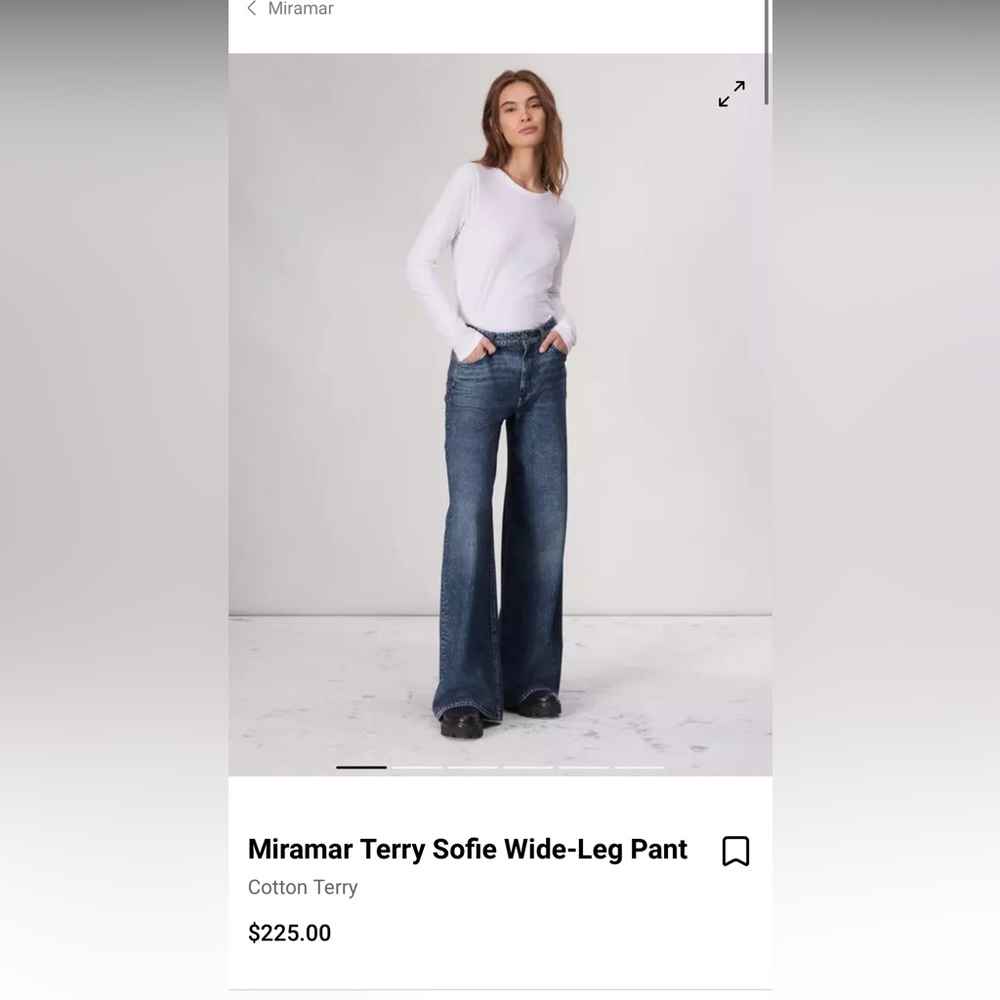 NWT Rag & Bone MIRAMAR -Terry Sofie Wide-Leg Pant